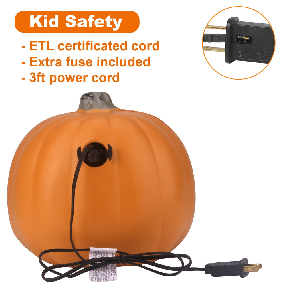 Gamexcel 10" + 14" Pre-Lit Jack O'Lanterns - Indoor/Outdoor Halloween Decorations for Party & Home, Lighted Pumpkin, 2 Pack, Orange