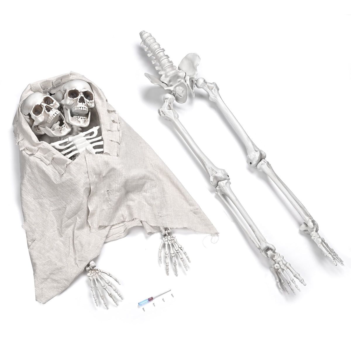 Yescom 5.6ft Halloween Pirate Captain Skeleton Life Size Human Bone Movable Joints Outdoor Decor 2026