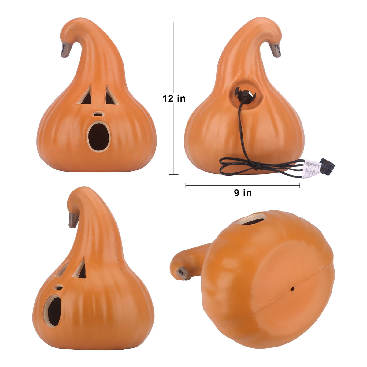 21in+12in LED Light Up Jack O Lantern Halloween Pumpkin Lights Indoor/Outdoor Holiday Festival Garden Patio Front Door Decor