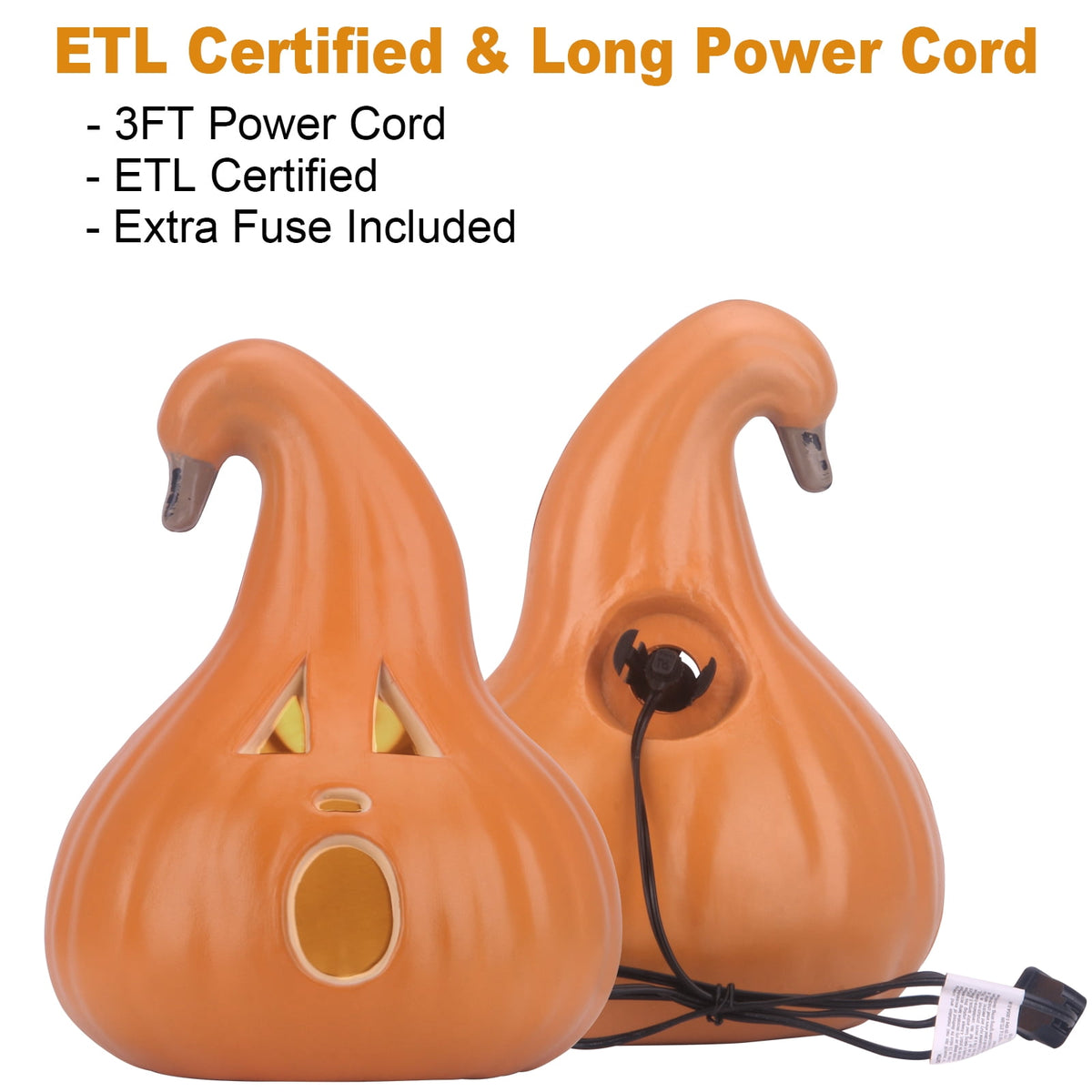 Gamexcel 21" LED Light-Up Jack O Lantern, Pre-lit Halloween Plastic Pumpkin Lights for Indoor/Outdoor Decoration - Angry Face