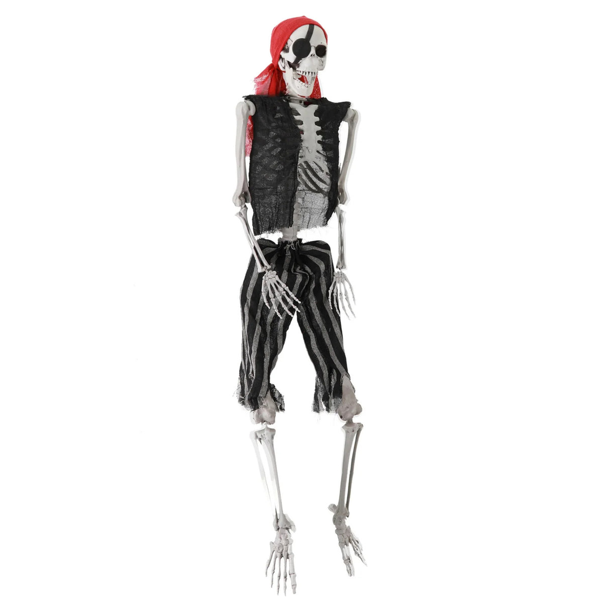 MInHoues 65-inch Halloween Pirate Human Skeleton, Full Life-Size Poseable Skeleton Body Prop for Haunted House, Realistic Plastic Bone Decor for Scary Party Yard, Anatomy Model Decoration