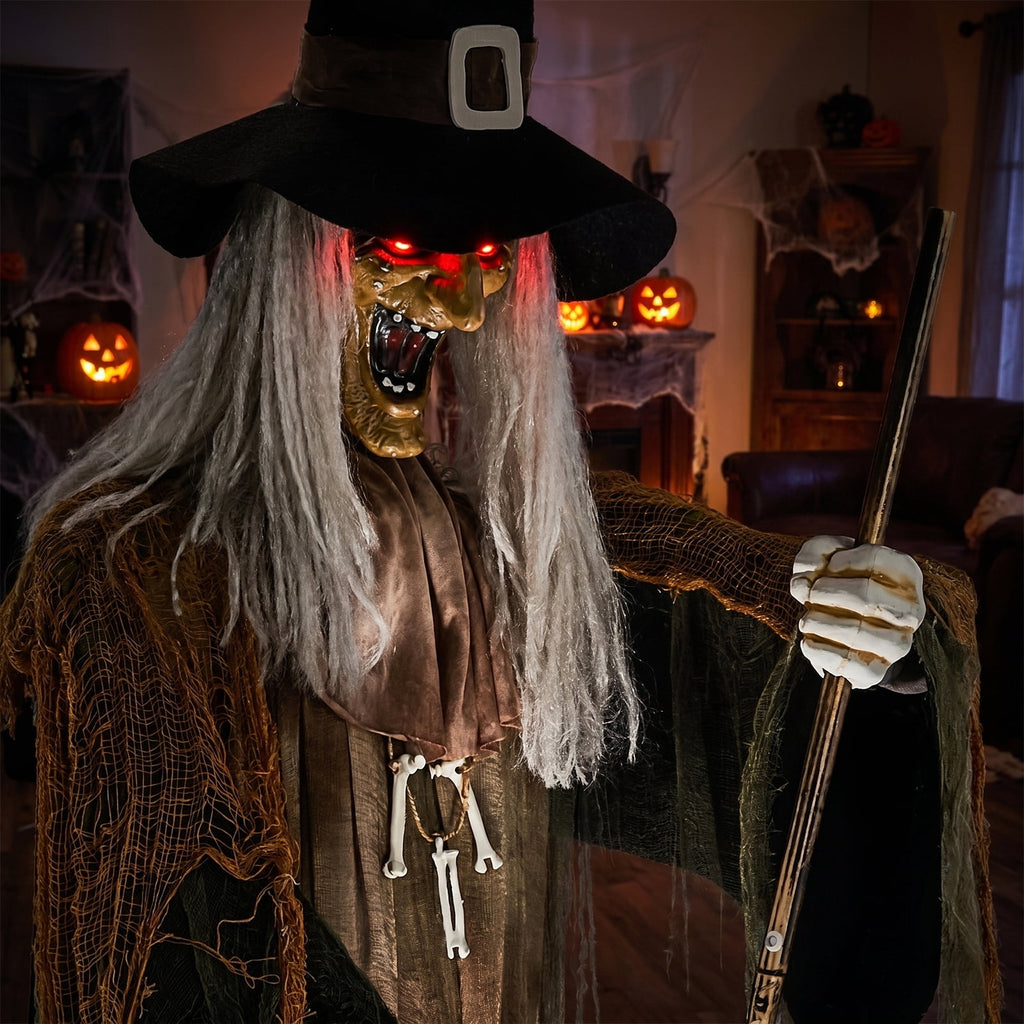Ktaxon 6ft Pumpkin Man Animated Animatronic Decoration Creepy Halloween w/ Classic Cape Creepy Cloaked Jack-o'-Lantern for Porch & Yard