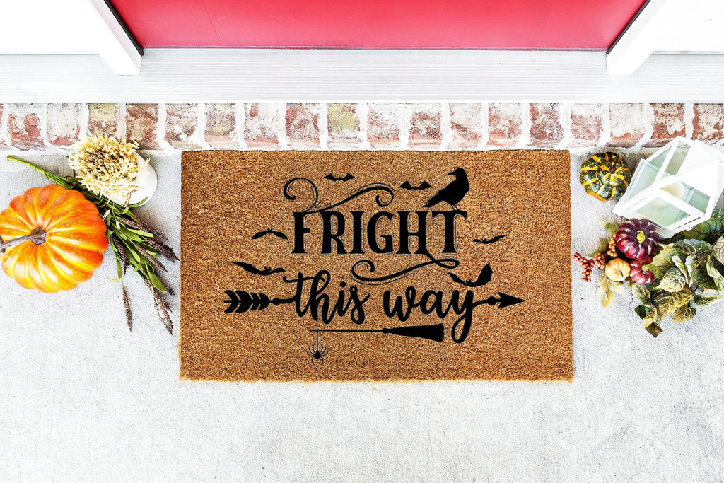 Fright This Way Door Mat | Funny Doormat | Welcome Mat | Halloween Decor | Funny Door Mat | Home Doormat | Halloween Mat