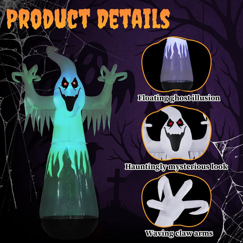 Ktaxon 12' Halloween Inflatables Ghost Outdoor Halloween Decoration,Color Change,Built-In LED