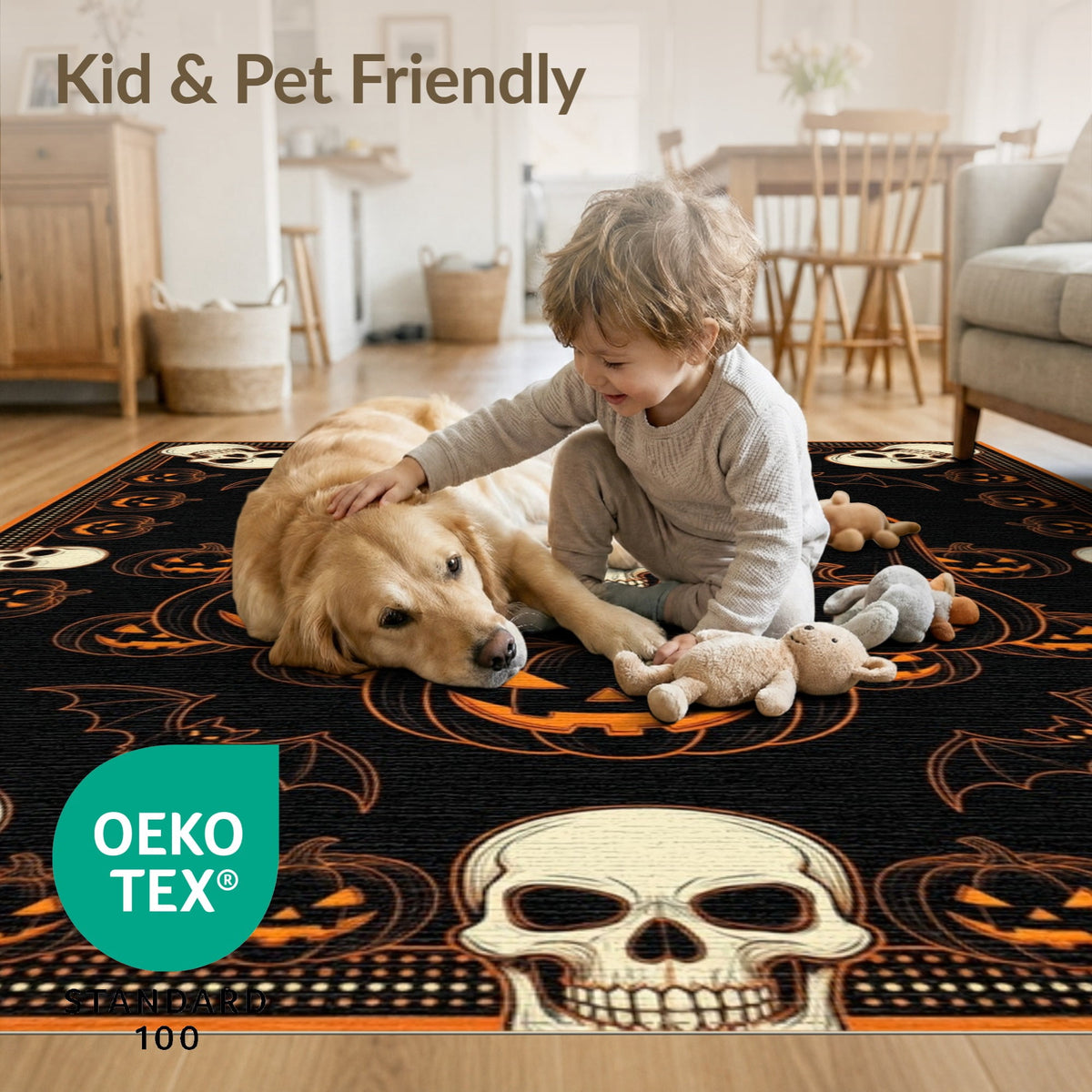 ODIKA Halloween October Phantom Gourd Flying Creature Fiber Doormat Stain Resistant Low Profile for Dorm Room, Small Living Apartment