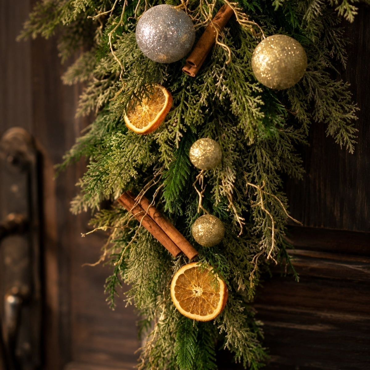 Christmas Pine Wreath, Outdoor Christmas Decorations, Xmas Door Wreath for Home, Holiday, Party, Fireplace, Mantle, Wall, Windows Decor