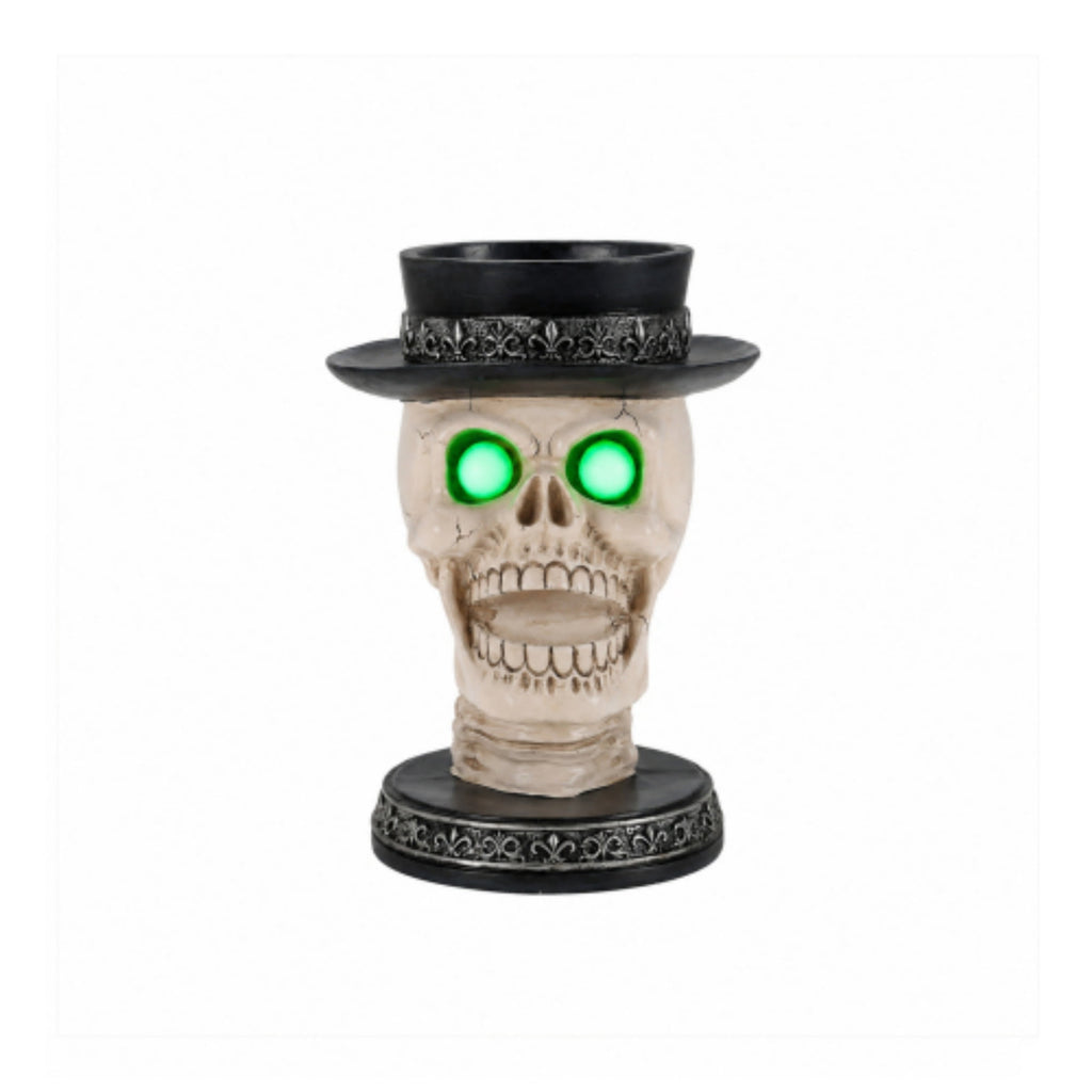 Halloween Skeleton Butler Floor Statue with Serving Tray & Realistic Black Cat, 35.43 Inch Gothic Resin Standing Decor for Entryway, Porch, Living Room, Halloween Party Home Decoration