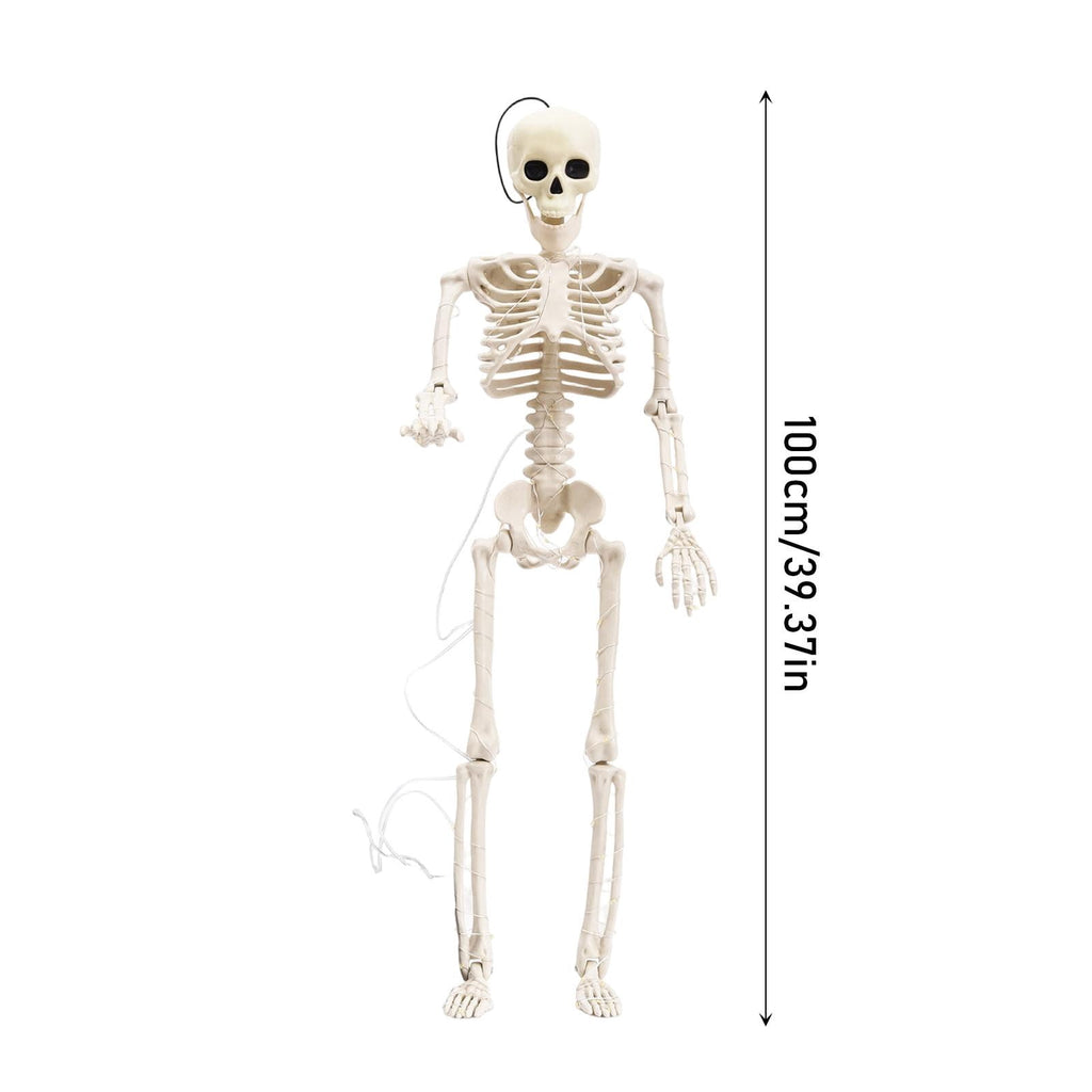 Skeleton Decoration 39 Inch Posable Led Halloween Prop for Indoor and Outdoor Holiday Parties