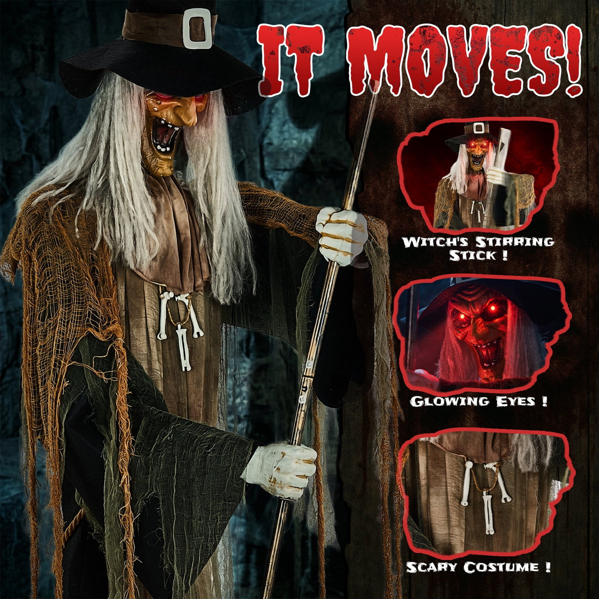 Ktaxon 6ft Pumpkin Man Animated Animatronic Decoration Creepy Halloween w/ Classic Cape Creepy Cloaked Jack-o'-Lantern for Porch & Yard