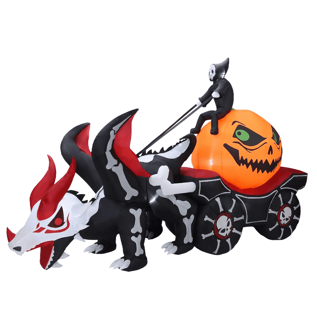 KINQUINN 9 FT Halloween Inflatable Dragon Pull Pumpkin Cart Outdoor Decorations, Blow Up Dragon with Build-in LEDs, Halloween Decorations for Yard Lawn Party Garden Outside Indoor Home Porch