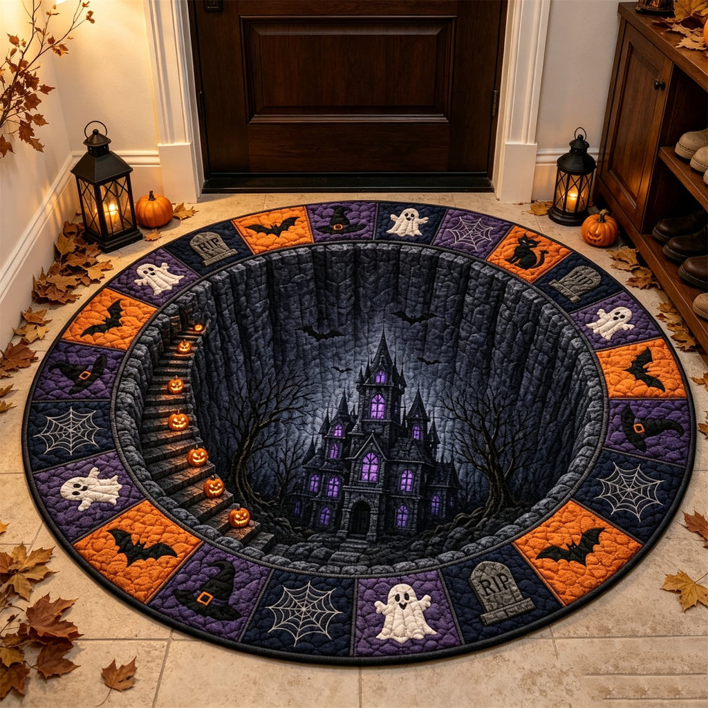 ZJNGJC 3D Circular Halloween Doormat Adding Whimsy Charm To Your Indoor Space With Weird Decoration For Festive Entryway C
