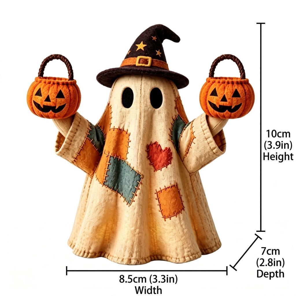 Halloween Decorations Outdoor, Lighted Hanging Ghost Decor with Witch Hat & Broom, LED Flying Ghost Decoration for Porch, Yard, Tree, Patio, Haunted House & Indoor Party 43.3in