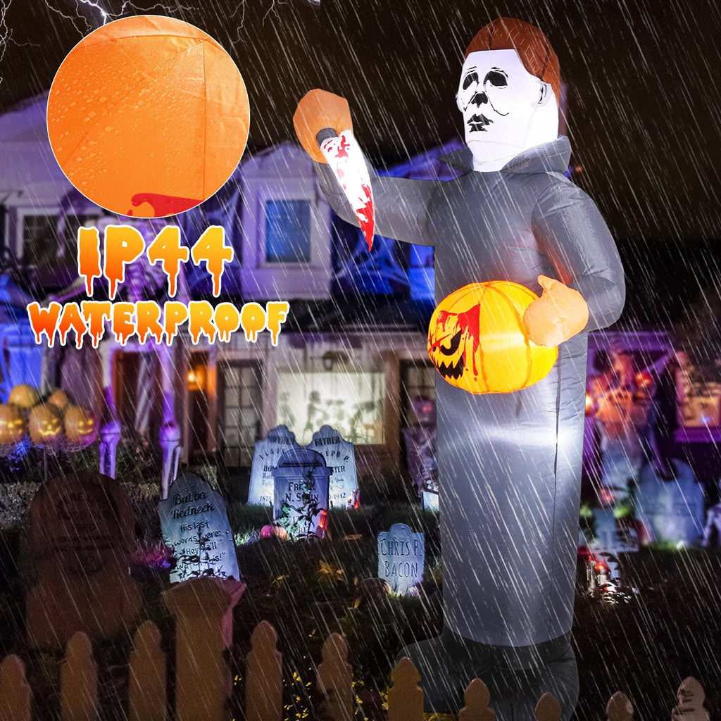 Areker 12ft Halloween Inflatable Grim Reaper, 7 Modes 3D Flame Lights Spooky Blow up Yard Decor, Waterproof & Easy Setup Halloween Ghost for Garden Patio Lawn