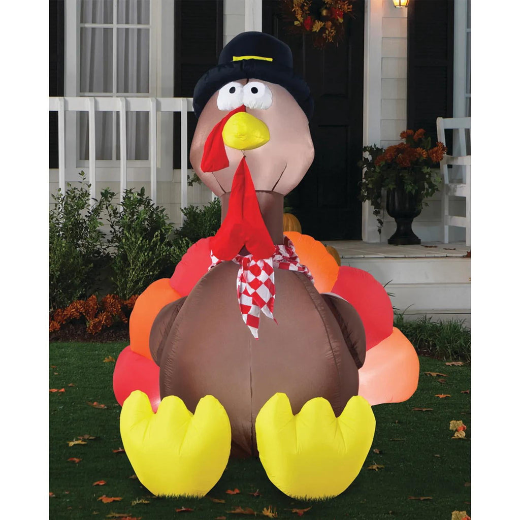 Gemmy 6 ft Inflatable Turkey Decoration with Lights