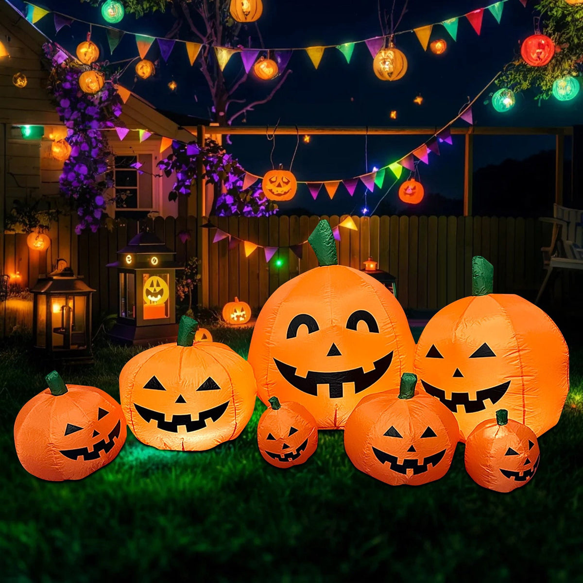 Halloween Pumpkin Inflatable 7.2 Ft Ghost Yard Decoration with Built-in LED Lights for Outdoor Garden Party Display