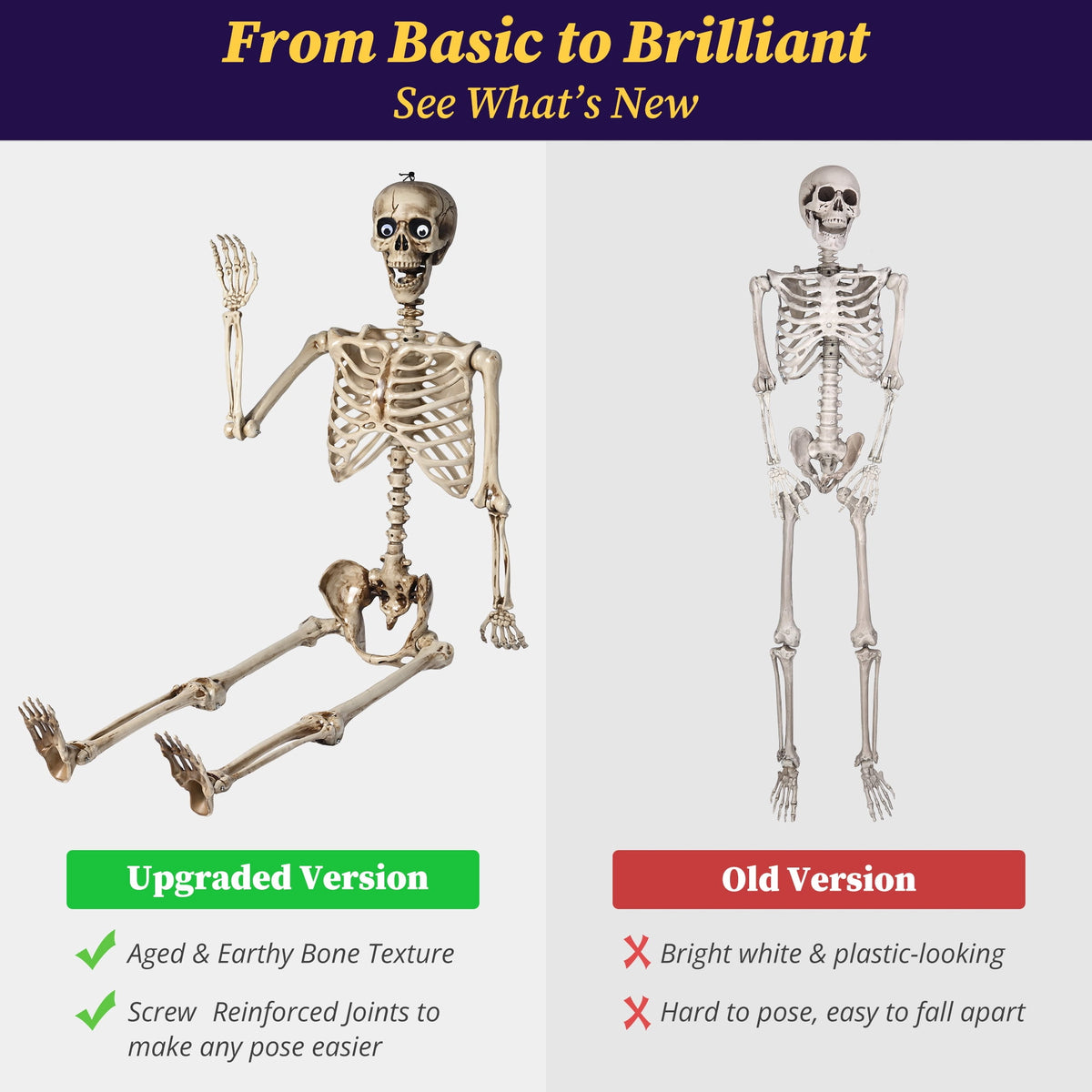 Yescom 5.6ft Halloween Pirate Captain Skeleton Life Size Human Bone Movable Joints Outdoor Decor 2026