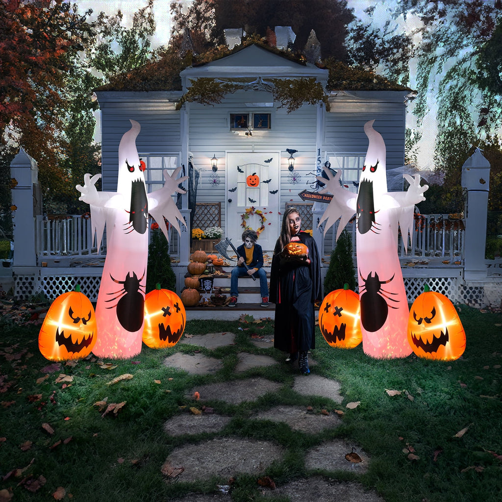 11.8FT Halloween Inflatable Ghost Spider Pumpkin with LED Lights for Yard