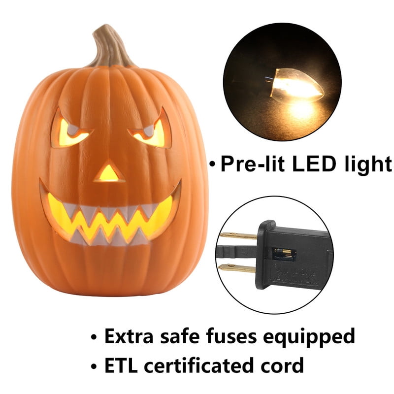 DUNCHATY 21" LED Pumpkin Light, Extra Large Angry Jack O' Lantern Halloween Decor for Outdoor Yard - Furious Face