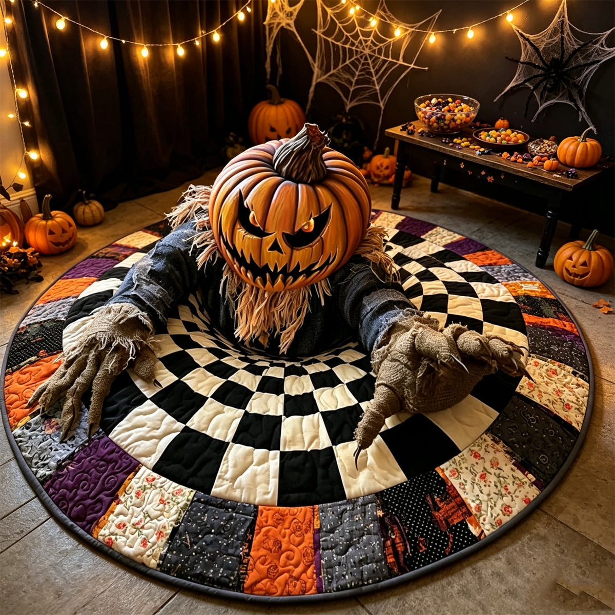ZJNGJC 3D Circular Halloween Doormat Whimsy Charm Indoor Decoration Weird Space Adding Festive Welcome Mat For Entryway D