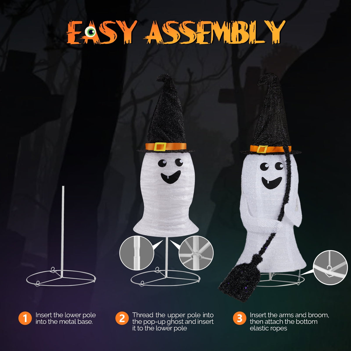 Zimtown 4 FT Halloween Outdoor Decor Halloween Ghost Lighted Halloween Yard Decoration for Party