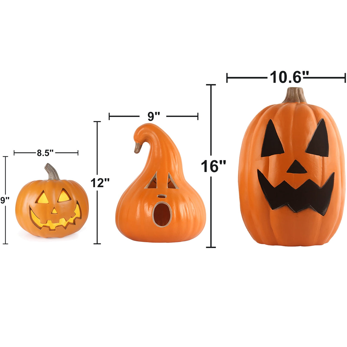 21in+12in LED Light Up Jack O Lantern Halloween Pumpkin Lights Indoor/Outdoor Holiday Festival Garden Patio Front Door Decor