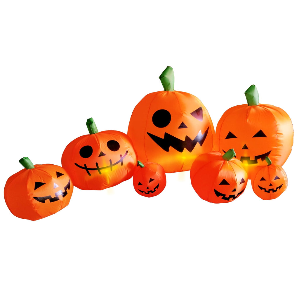 Gamexcel 8 ft Halloween Inflatable Pumpkin, Giant Lighted Jack-O'-Lantern Blow Up Yard Decoration Waterproof with LED, Blower, Stakes and Tethers