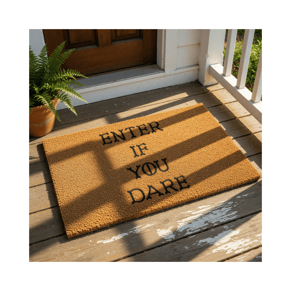 Enter If You Dare Doormat, Funny Halloween Welcome Mat, Outdoor Entryway Door Mat (36x72 inches) WoodByStu 5148