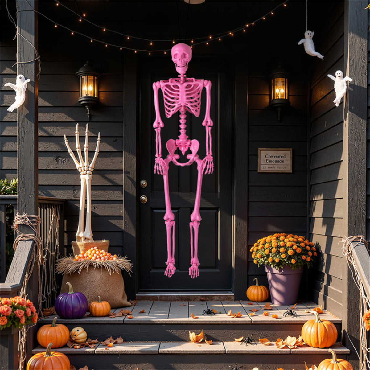 5.5 FT Pink Halloween Skeleton Outdoor Decor, No Assembly Needed