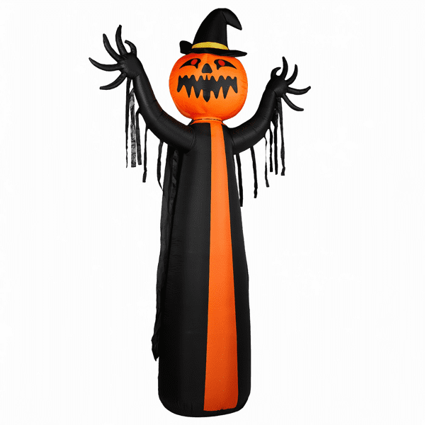 Alvantor 9.8 ft Pumpkin Ghost Halloween Inflatable with Rotatable Head, 6 LED Lights and Built-in Blower, Black and Orange