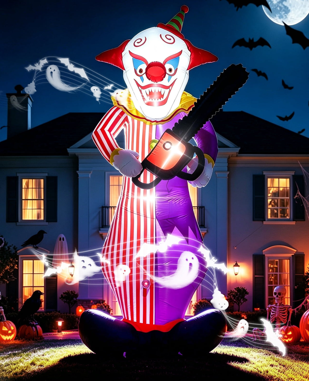 Areker 12ft Halloween Inflatable Grim Reaper, 7 Modes 3D Flame Lights Spooky Blow up Yard Decor, Waterproof & Easy Setup Halloween Ghost for Garden Patio Lawn
