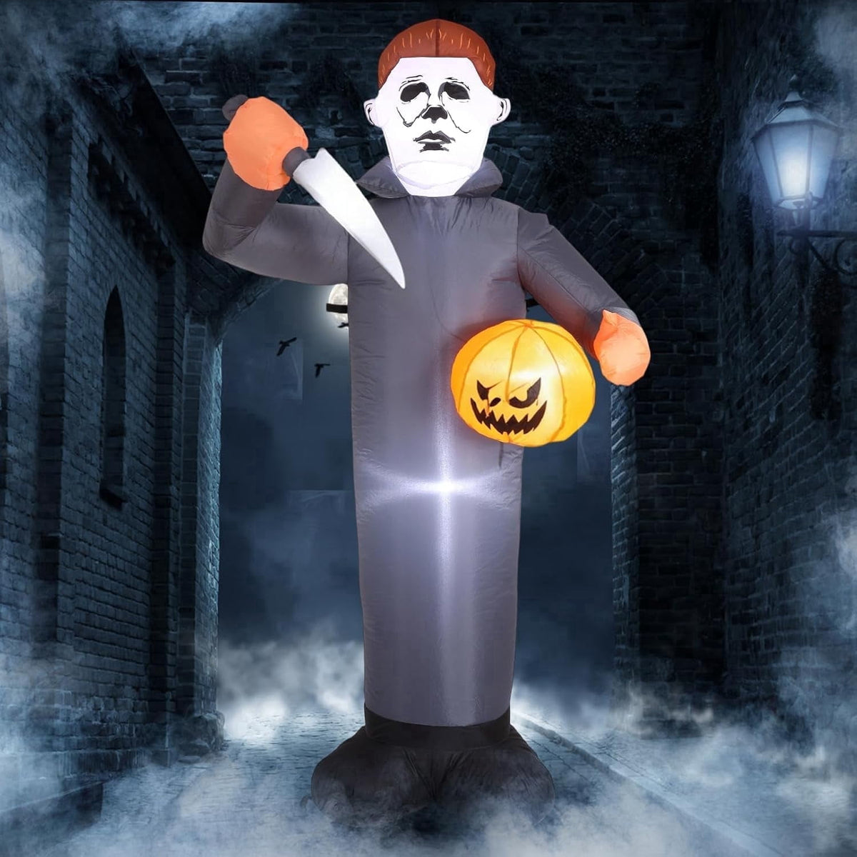 Areker 12ft Halloween Inflatable Grim Reaper, 7 Modes 3D Flame Lights Spooky Blow up Yard Decor, Waterproof & Easy Setup Halloween Ghost for Garden Patio Lawn