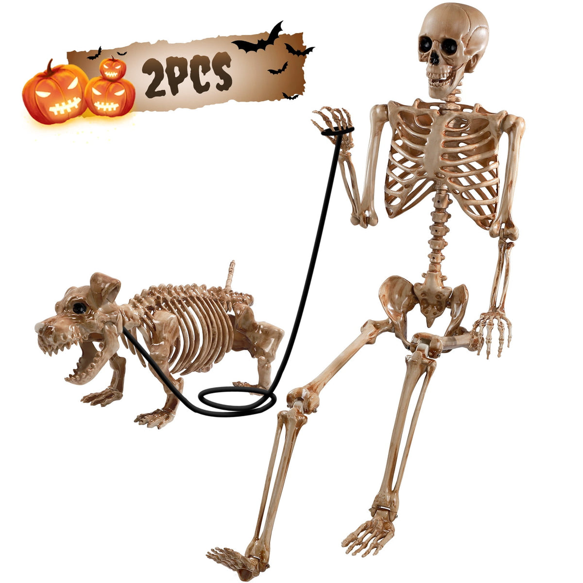 Ayieyill 5.4ft Halloween Skeleton Decorations, Weathered Posable Skeleton Decor for Halloween Decorations Outdoor Indoor