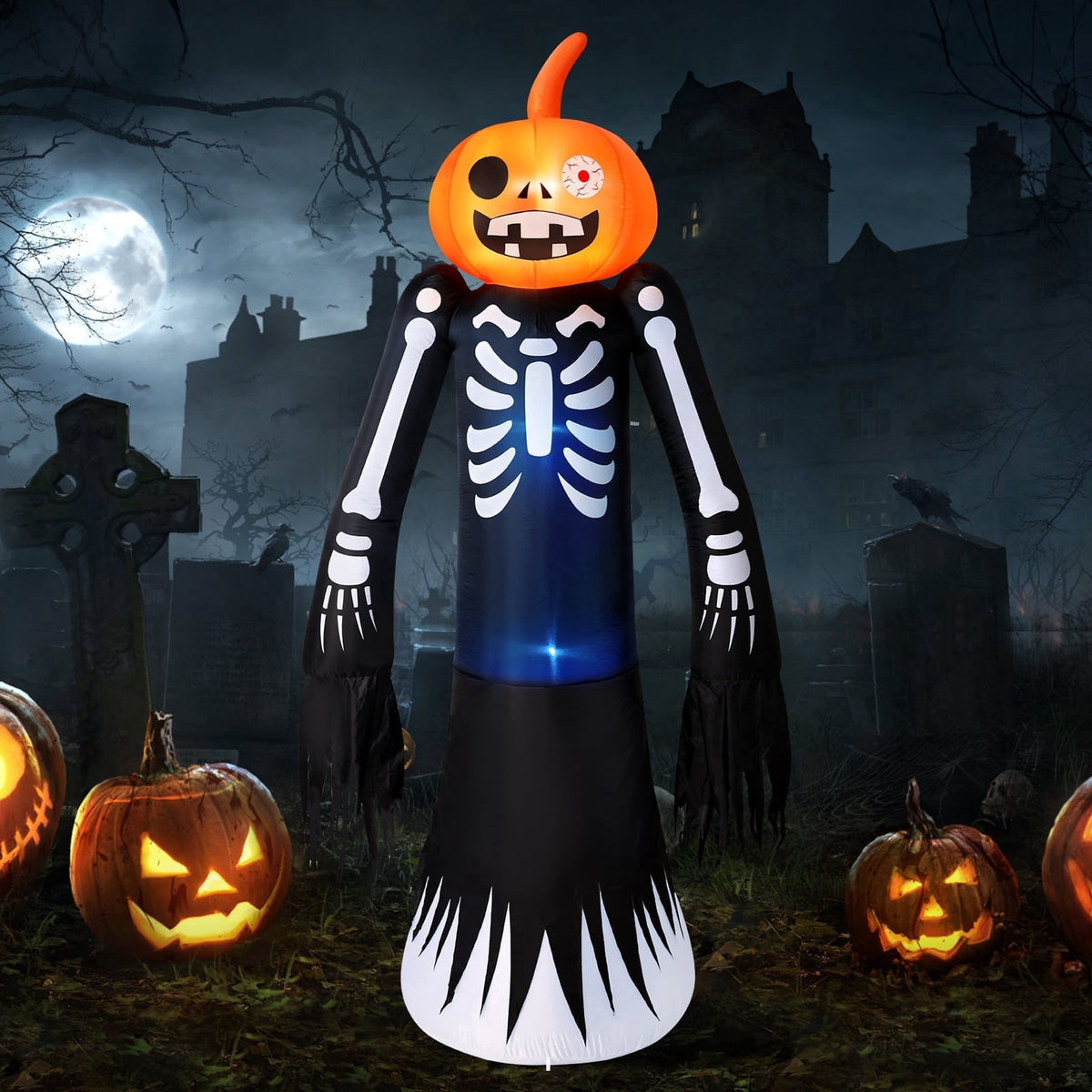 Ayieyill 8.5FT Halloween Inflatables Pumpkin Ghost Family with Built-in LED Lights, Halloween Blow up Yard Decorations