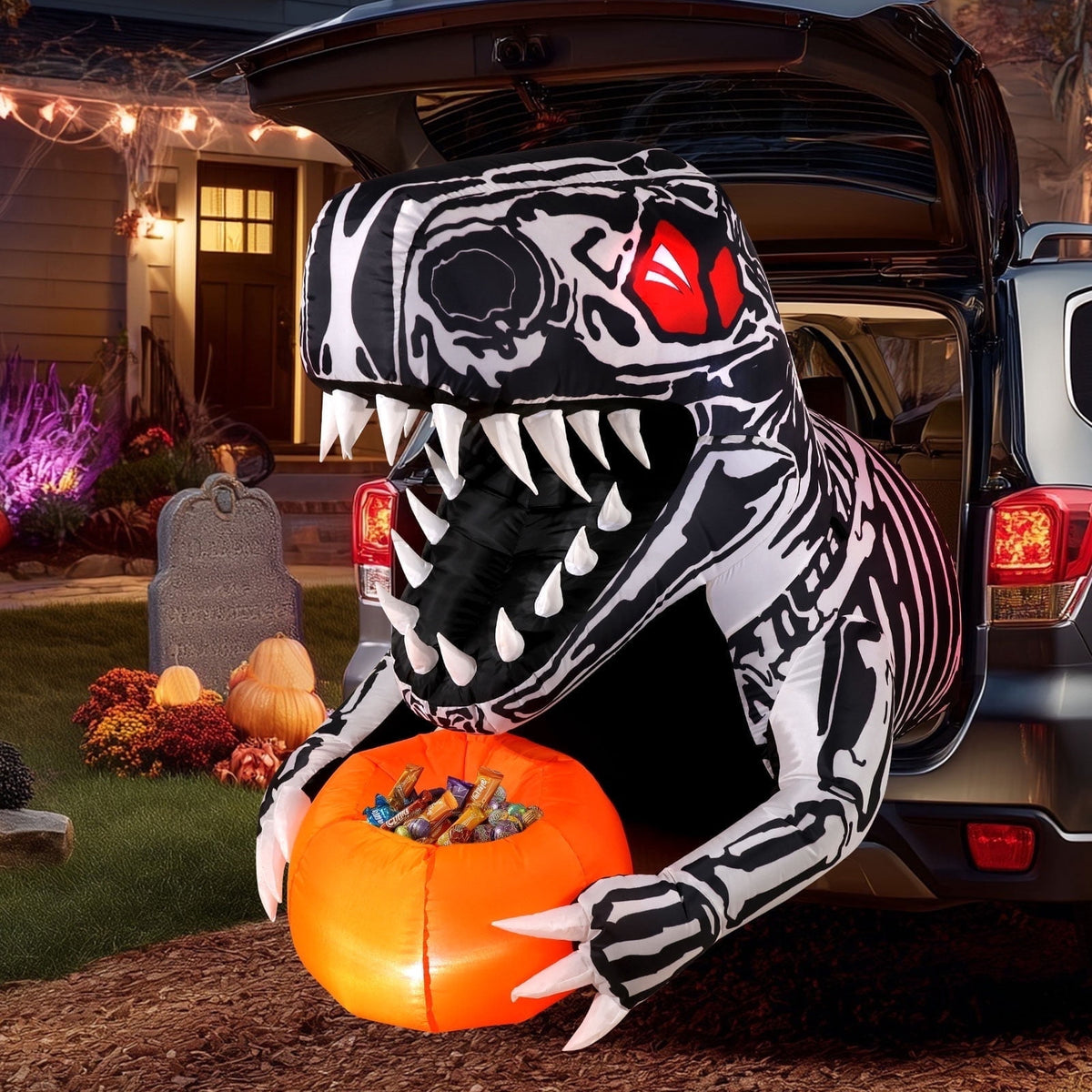 Ayieyill Halloween Inflatables Decorations Skeleton and Dog, Halloween Blow ups Yard Decorations Outdoor for Garden Lawn