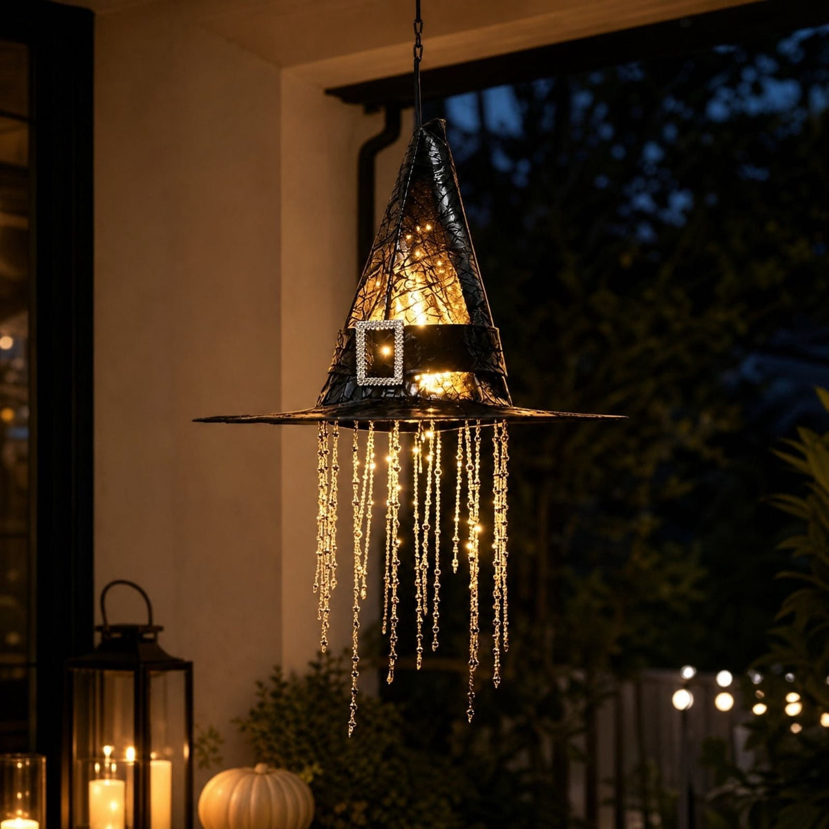 Clearance Witch Hat Halloween Light, LED Hanging Witch Hat Decoration,Battery Operated Spooky Lamp for Indoor Outdoor Party, Porch, Mantel Decor