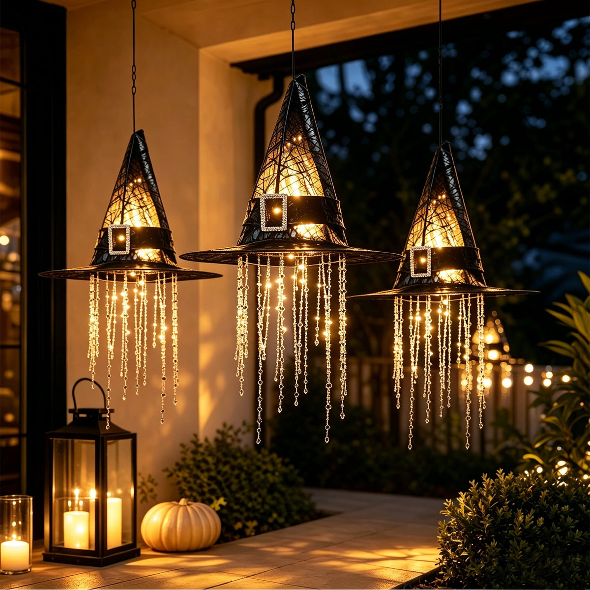 Clearance Witch Hat Halloween Light, LED Hanging Witch Hat Decoration,Battery Operated Spooky Lamp for Indoor Outdoor Party, Porch, Mantel Decor