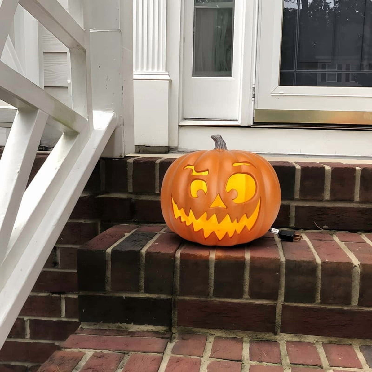 DUNCHATY 21" LED Pumpkin Light, Extra Large Angry Jack O' Lantern Halloween Decor for Outdoor Yard - Furious Face