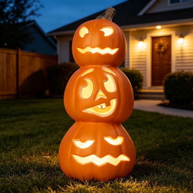 DUNCHATY 21" LED Pumpkin Light, Extra Large Angry Jack O' Lantern Halloween Decor for Outdoor Yard - Furious Face