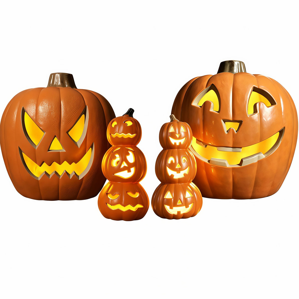 DUNCHATY LED Halloween Pumpkin Lights Set of 2, LED Pumpkin Decorations, Halloween Decor for Outdoor, Garden & Window (20"+21")