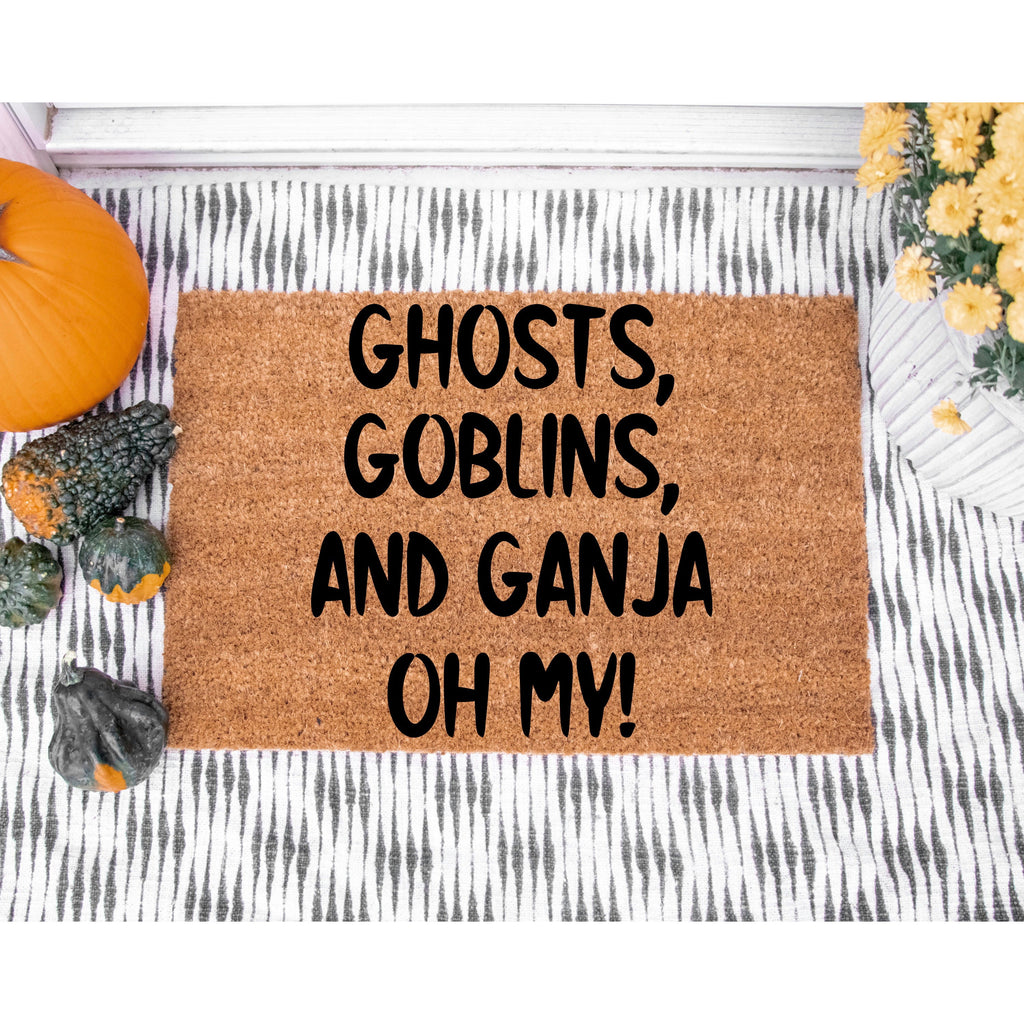 Doormat Ghosts, Goblins, And Ganja OH MY! Halloween Welcome Mat Hall (36" x 60") #5489