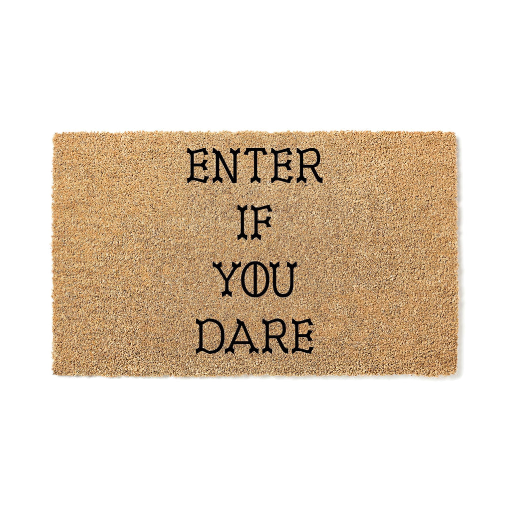 Enter If You Dare Doormat, Funny Halloween Welcome Mat, Outdoor Entryway Door Mat (36x72 inches) WoodByStu 5148
