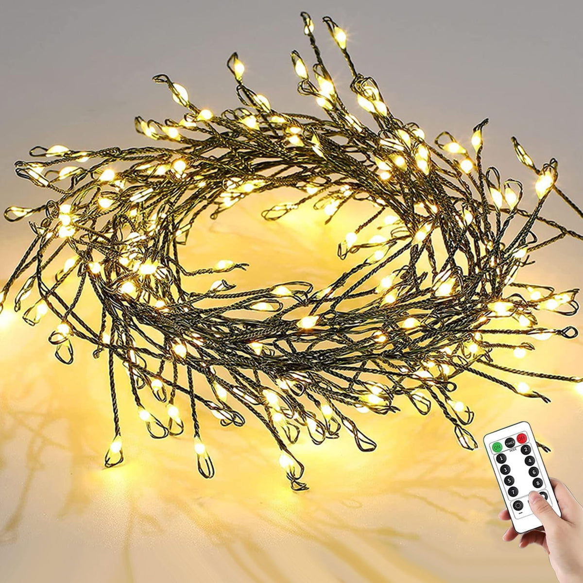 Fairy Lights with Remote,27M 900LED Plug-in Powered Waterproof Starry Cluster Lights, Copper Wire Firecracker String Light for Christmas Tree