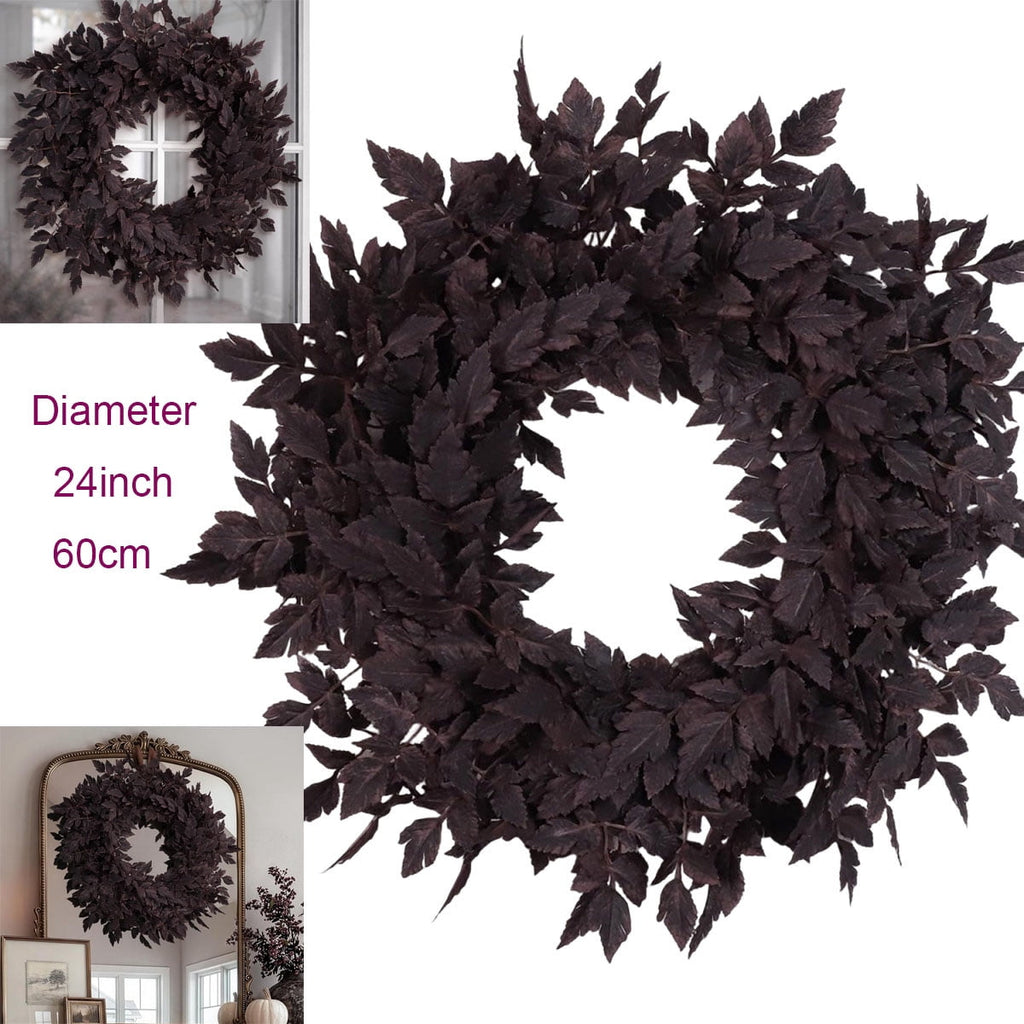 Fall Wreath 24 Inch Cimicifuga Leaves For Front Door Halloween Decor