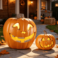 Gamexcel 2-Pack Lighted Jack O Lantern Pumpkins, 20 in and 10 in Pre-Lit LED Halloween Decorations for Porch, Yard and Indoor Outdoor Use