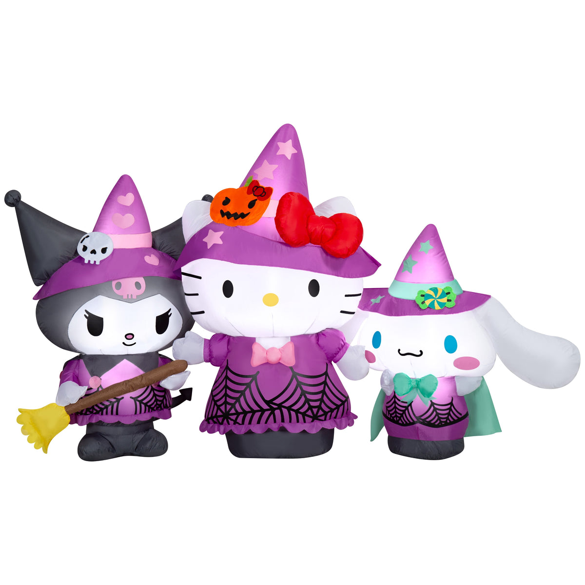 Gemmy 7 ft Wide Hello Kitty and Friends Halloween Inflatable with Kuromi and My Melody in Witch Costumes, Lighted Indoor Outdoor Yard Decoration