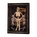Gothic Dancing Skeleton Picture Frame LED Light Up 11.8 x 7.8in Halloween Table Accent Resin Spooky Figurine Decor for Party Desk Mantle