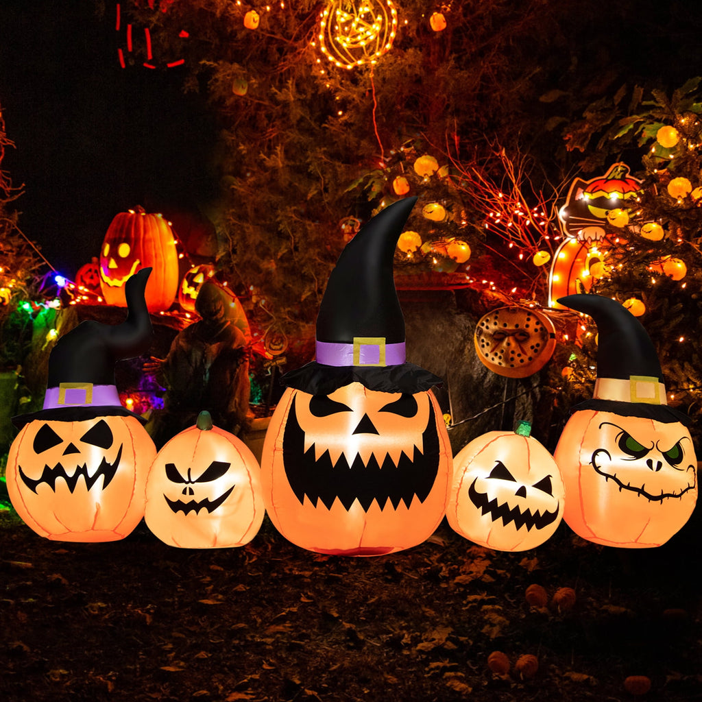 Gymax 4' Inflatable Halloween Pumpkin Yard Decoration w/Built-in LED Lights