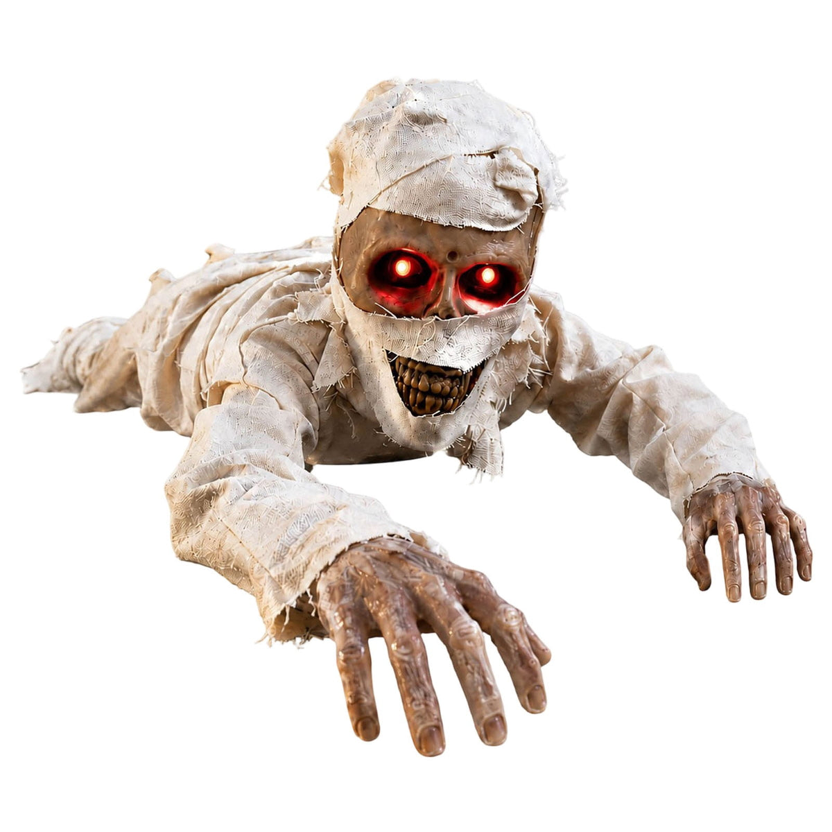 Halloween Animatronic Prop Creeping Mummy Decoration – 41.7" Motion-Activated Crawling Creature with Light-Up Eyes & Sound for Outdoor Yard Haunt