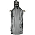 Halloween Decoration Animatronic Skeleton Witch, 74-Inch Motion Activated Outdoor Prop with Sound and Light, Grey Polyester