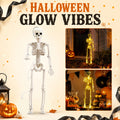 Halloween Glowing Skeleton Hanging Decoration - Realistic White Plastic Skeleton Prop with Warm LED Lights for Haunted House and Party Scene Setup,1PC